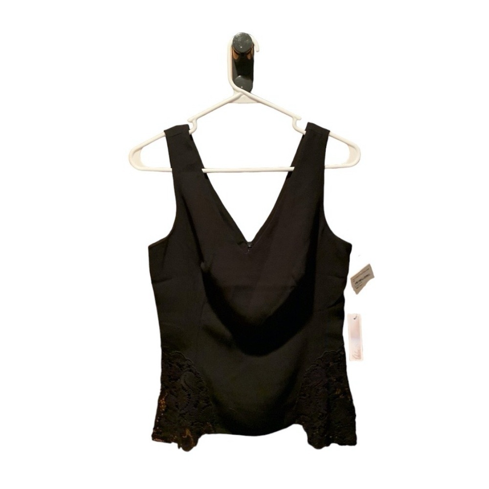 Chelsea 28 V-neck Tank Top with Crochet Lace Sides in Black XS NWT